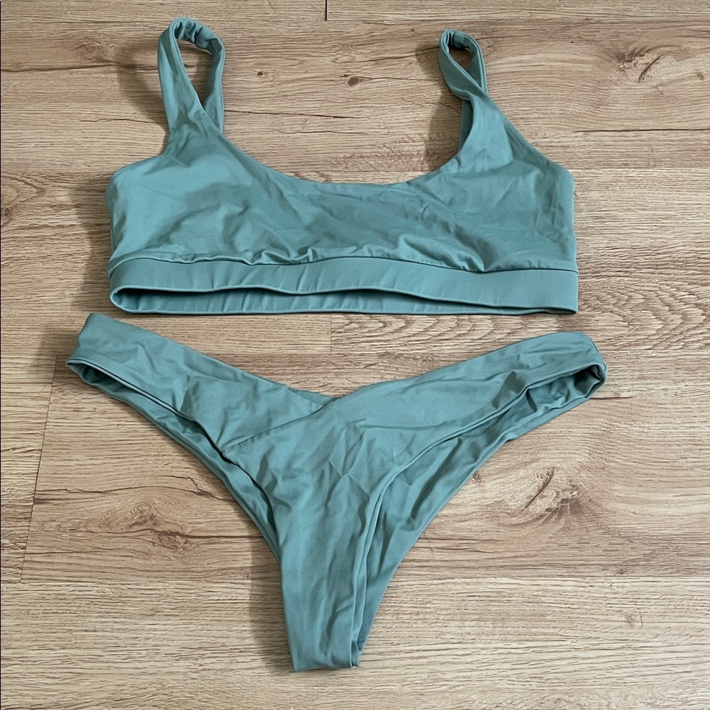 Alya Sage Green Scoop Bikini Set